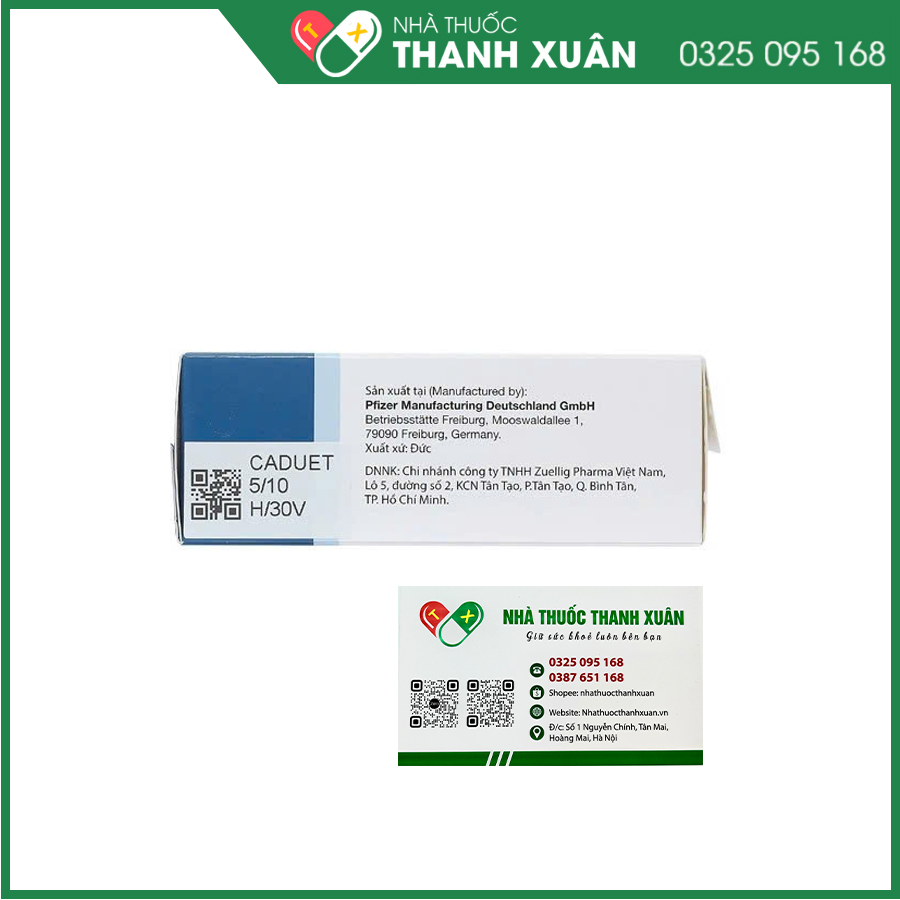 Caduet 5mg/10mg thuốc điều trị tăng huyết áp ở bệnh nhân cần điều trị bằng cả amlodipine và atorvastatin